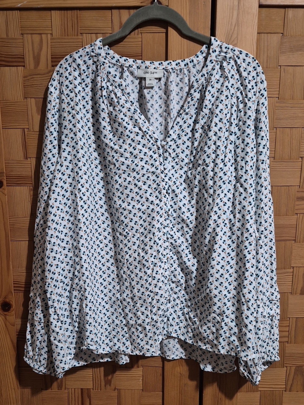 ON 3rd White Blouse with Blue Floral Print
